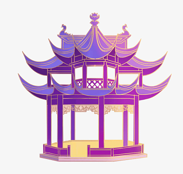 绿树aipng红色迷你风格卡通风亭子png梦幻风景插画背景高清png建筑