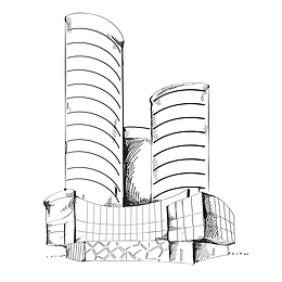 卡通手绘线描建筑