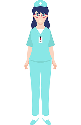 卡通手绘医护人员