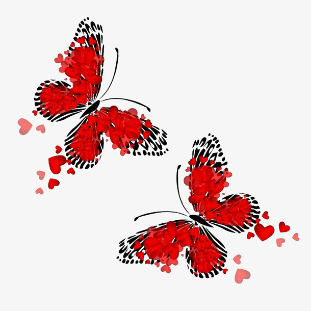 卡通手绘爱心蝴蝶