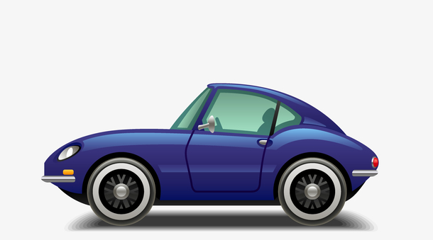 卡通手绘蓝色的汽车