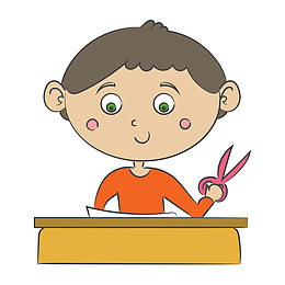 拿剪刀的卡通小朋友