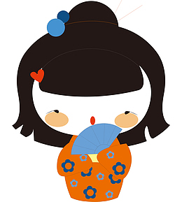 手绘卡通扁平化日本和服女孩