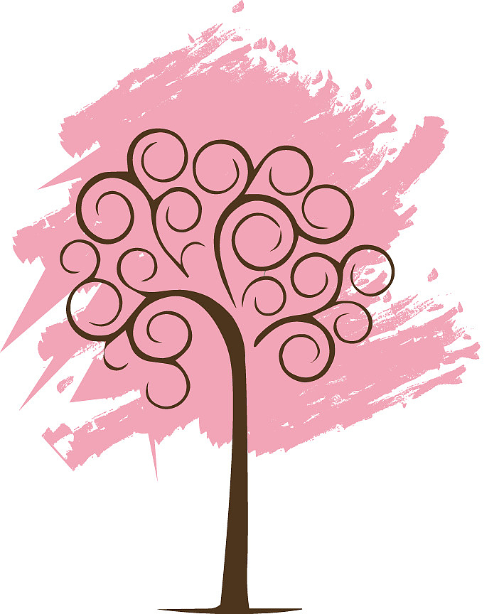 卡通手绘粉色的樱花树