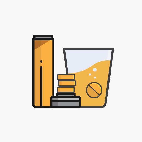 卡通手绘黄色的泡腾片