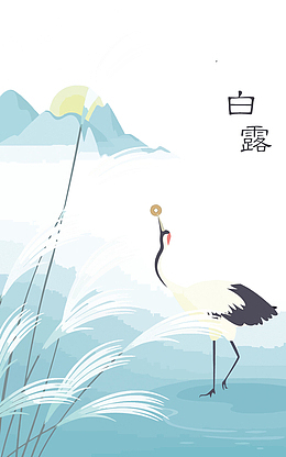矢量清新白露插画