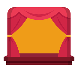 手绘卡通红幕舞台