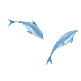 手绘卡通两条鲸鱼元素设计