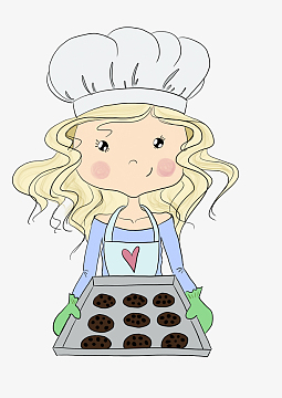 手绘卡通烘培做饼干女孩