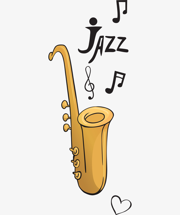 卡通手绘黄色的萨克斯