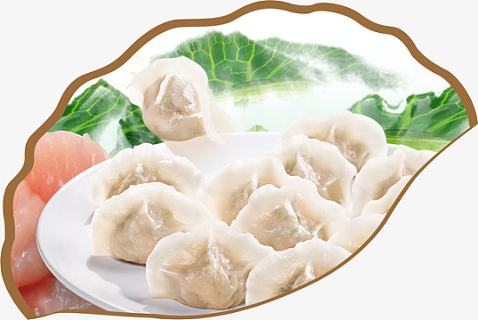 清新简约手绘冬至饺子美食矢量