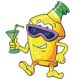 手绘卡通酒瓶喝饮料表情