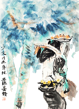摘枇杷的傣家少女