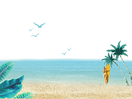 清新唯美海滩背景免抠