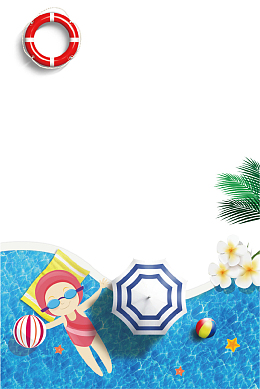 卡通清新游泳插画免抠