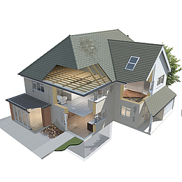 中式风格灰色屋顶的多层别墅装修