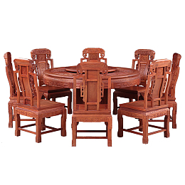 实物实木红木家具餐桌餐椅圆桌