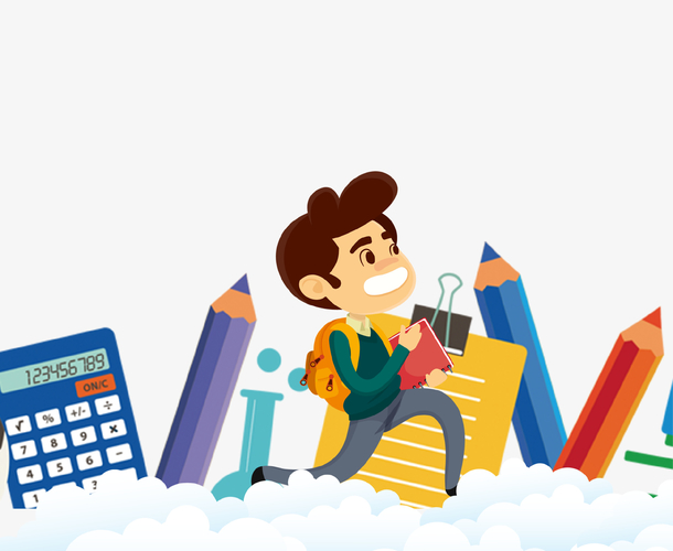 卡通课堂文具人物高考冲刺插画