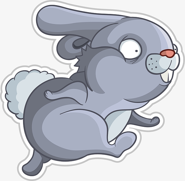 矢量图奔跑的灰兔子