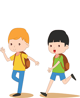 奔跑开心上学孩子