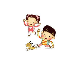 卡通插图户外郊游嬉戏奔跑的孩子