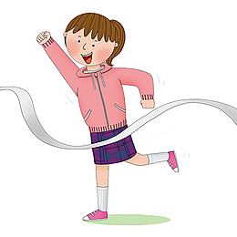 卡通奔跑加油的女孩
