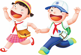 奔跑上学男孩女孩