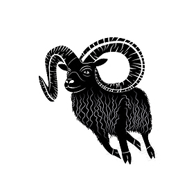 黑白手绘奔跑的山羊