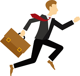 拿着公文包飞奔的男士