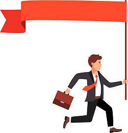 拿着旗子奔跑的男人