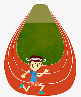 免抠卡通手绘红色跑道上奔跑的男