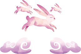 粉红色奔跑的玉兔