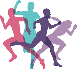 彩色奋力奔跑的人