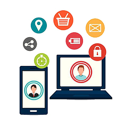 深蓝色的手机和笔记本电脑