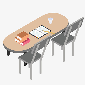 手绘办公室办公桌椅子插画素材