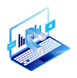 2.5D商务蓝色笔记本数据插画