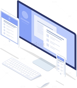 商务电脑2.5D矢量插画