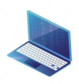 2.5D笔记本电脑数据矢量立体插画