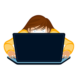 使用笔记本电脑的人物设计