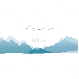 水墨画青山绿水矢量素材