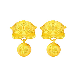 周大福福字黄金耳钉