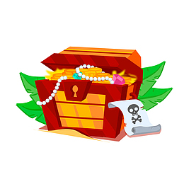 红色宝箱矢量图装饰