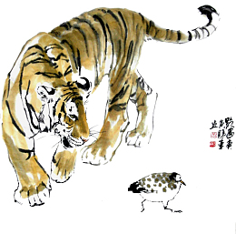 看小鸡的老虎