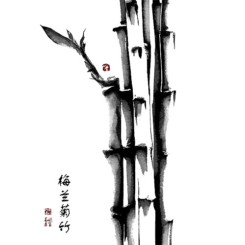 黑色中国风装饰竹子设计图