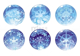 六种雪花水晶球