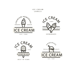 矢量黑色线条冰淇淋标识