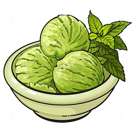 抹茶味冰淇淋球插画