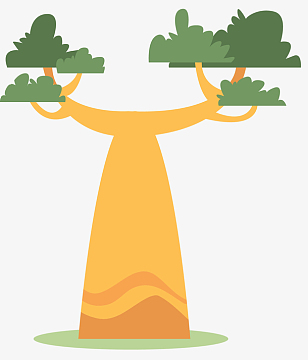 黄色卡通手绘面包树