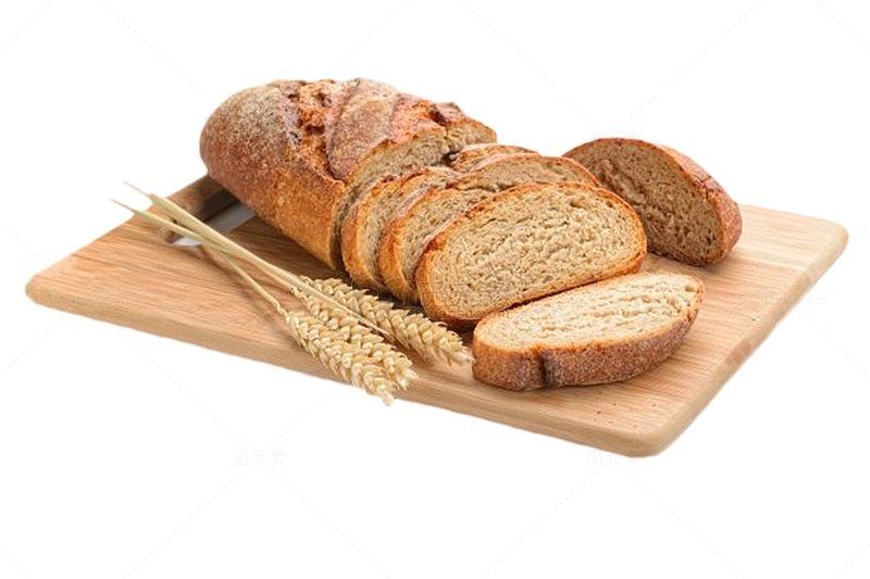 砧板上的切片面包和五谷实物
