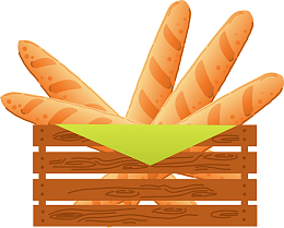 手绘篮子里的面包